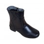 Ghete dama din piele naturala cu fermoar - Model negru imblanit 709N